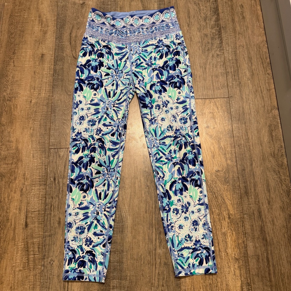 Lilly Pulitzer Weekender 24" High Rise Leggings HIGH MANETENANCE Iris Blue Small